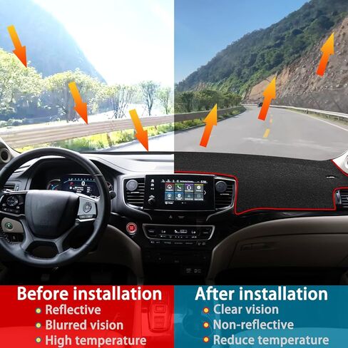 Dashboard Cover for Honda Pilot Accessories 2016-2022 / Passport Accessories 2019-2025 / Ridgeline Accessories 2017-2025 Dash Board Mat Sunshield Pad Carpet Protector Wihout HUD (Black) in Saudi Arabia