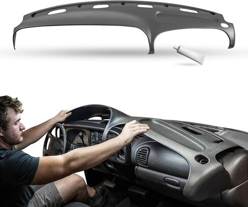 DASHSKIN Molded Dash Cover Cap Compatible with 1998 1999 2000 2001 Dodge Ram 1500 (98-02 Ram 2500 & 3500) in Agate Grey - Made in The USA in Kuwait