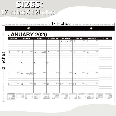 Desk Calendar 2026-2027 - 21 Months Wall Calendar, Oct 2025 – June 2027, 17" x 12", Ample Space, Plastic Cover, Large Monthly Calendar 2026 Perfect for Home, Office & School Easy Organization in Saudi Arabia