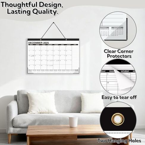 Desk Calendar 2026-2027 - 21 Months Wall Calendar, Oct 2025 – June 2027, 17" x 12", Ample Space, Plastic Cover, Large Monthly Calendar 2026 Perfect for Home, Office & School Easy Organization in Saudi Arabia