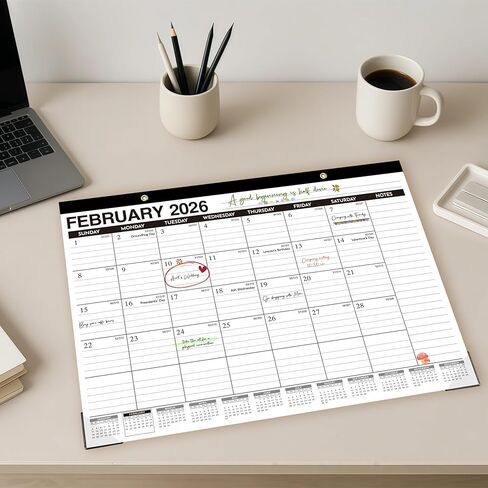 Desk Calendar 2026-2027 - 21 Months Wall Calendar, Oct 2025 – June 2027, 17" x 12", Ample Space, Plastic Cover, Large Monthly Calendar 2026 Perfect for Home, Office & School Easy Organization in Saudi Arabia