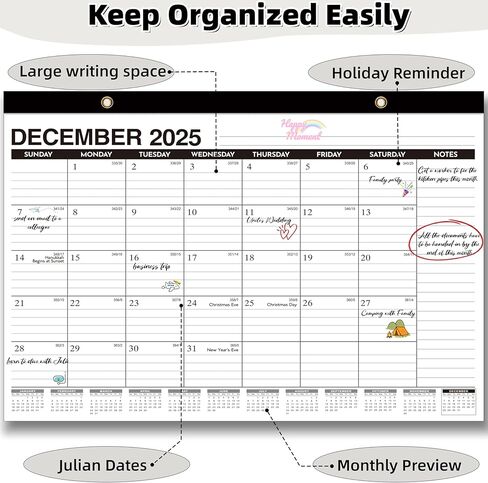 Desk Calendar 2026-2027 - 21 Months Wall Calendar, Oct 2025 – June 2027, 17" x 12", Ample Space, Plastic Cover, Large Monthly Calendar 2026 Perfect for Home, Office & School Easy Organization in Saudi Arabia