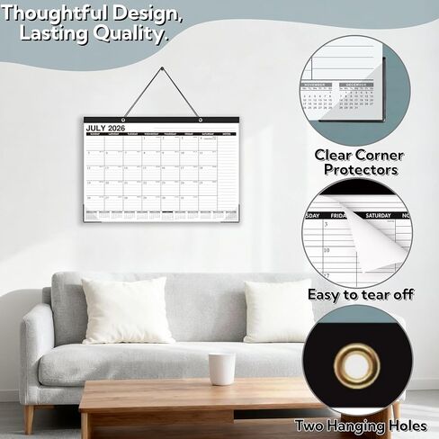 Desk Calendar 2026-2027 - 21 Months Wall Calendar, Oct 2025 – June 2027, 17" x 12", Ample Space, Plastic Cover, Large Monthly Calendar 2026 Perfect for Home, Office & School Easy Organization in Saudi Arabia