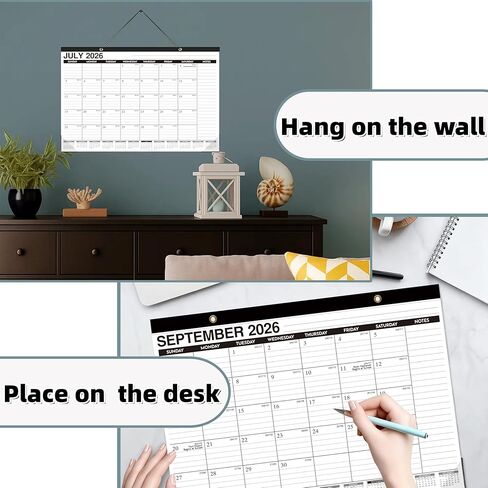 Desk Calendar 2026-2027 - 21 Months Wall Calendar, Oct 2025 – June 2027, 17" x 12", Ample Space, Plastic Cover, Large Monthly Calendar 2026 Perfect for Home, Office & School Easy Organization in Saudi Arabia