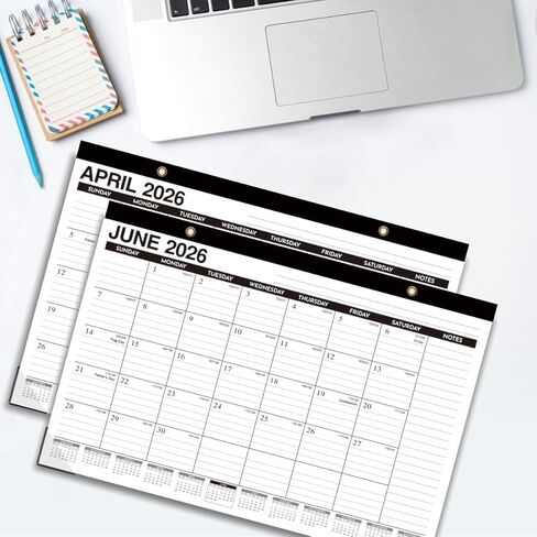 Desk Calendar 2026-2027 - 21 Months Wall Calendar, Oct 2025 – June 2027, 17" x 12", Ample Space, Plastic Cover, Large Monthly Calendar 2026 Perfect for Home, Office & School Easy Organization in Saudi Arabia
