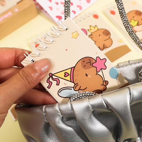 Random Cute Capybara Notebook Set Portable Diary Plan Mini Coil Pocket Notebook Student Stationery Gift,10 * 6cm (10Pcs) in Saudi Arabia
