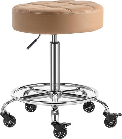 Lockable Rolling Stool with Noiseless Rubber Wheels & Footrest - Adjustable Swivel Stool Chair for Kitchen, Medical, Workshop, Salon, Tattoo, Office (Grey, 20"-27") in Saudi Arabia
