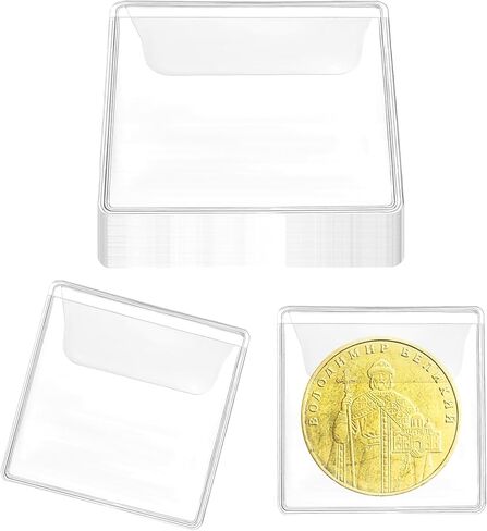 25PCS Coin Protectors,Transparent Coin Sleeve, 2.2 x 2.2 in Coins Sleeves for Collectors,Suitable for Most Jewelry, Rings, Earrings, Pendants, Stamps in Saudi Arabia