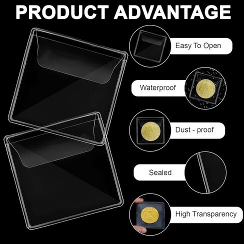 25PCS Coin Protectors,Transparent Coin Sleeve, 2.2 x 2.2 in Coins Sleeves for Collectors,Suitable for Most Jewelry, Rings, Earrings, Pendants, Stamps in Saudi Arabia