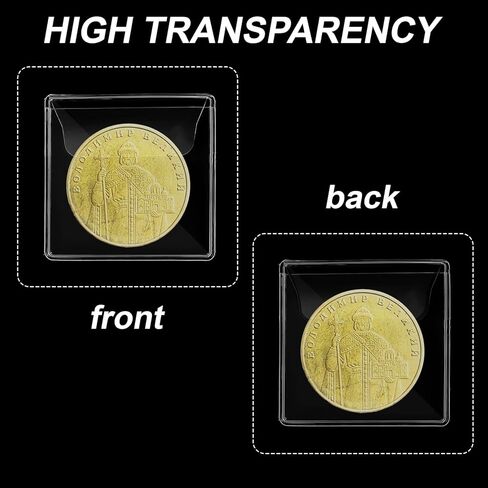 25PCS Coin Protectors,Transparent Coin Sleeve, 2.2 x 2.2 in Coins Sleeves for Collectors,Suitable for Most Jewelry, Rings, Earrings, Pendants, Stamps in Saudi Arabia