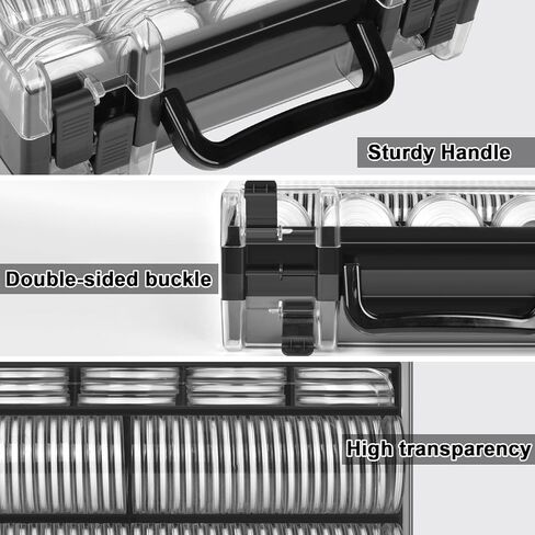 كبسولات حامل العملات المعدنية من FULLCASE مقاس 46 مم مع 6 أحجام من الفوم (141 قطعة)، وأكمام للعملات الورقية الصلبة (20 قطعة)، وأكمام ناعمة بالدولار (200 قطعة) صندوق منظم للتخزين (أبيض) in Kuwait