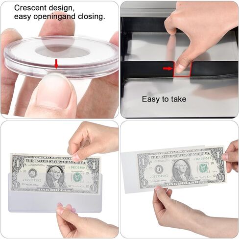 كبسولات حامل العملات المعدنية من FULLCASE مقاس 46 مم مع 6 أحجام من الفوم (141 قطعة)، وأكمام للعملات الورقية الصلبة (20 قطعة)، وأكمام ناعمة بالدولار (200 قطعة) صندوق منظم للتخزين (أبيض) in Kuwait