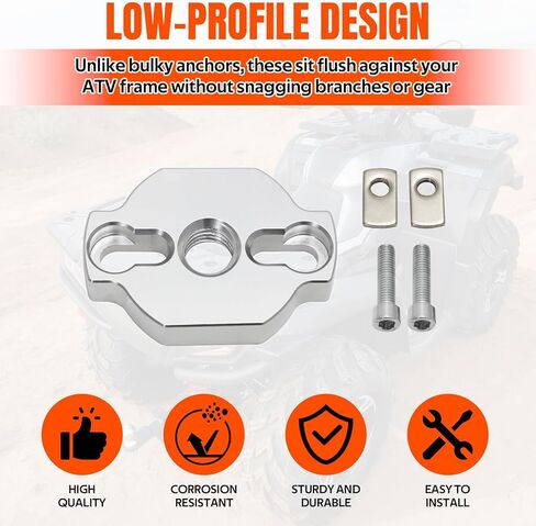 AUTOVIC Heavy-Duty ATV Tie Down Anchors Kit Aluminum Anchor Accessories for CF Moto UTV/ATV Low-Profile Design Stronger Clamping Force Mounts Silver 2pcs in Kuwait
