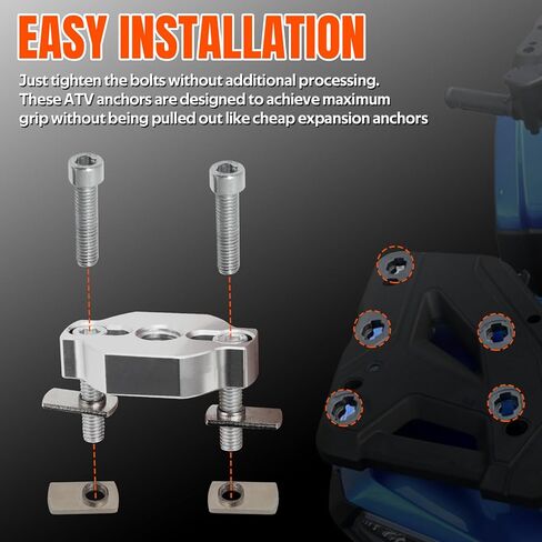 AUTOVIC Heavy-Duty ATV Tie Down Anchors Kit Aluminum Anchor Accessories for CF Moto UTV/ATV Low-Profile Design Stronger Clamping Force Mounts Silver 2pcs in Kuwait