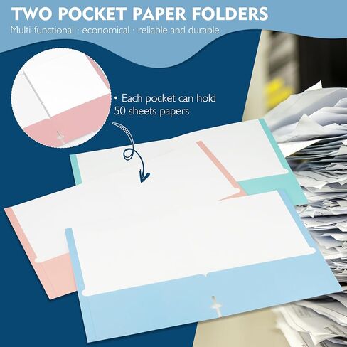 6Pack Folders with Pockets,2-Pocket Colored File Folders,Pastel Colors,8.5x11 Heavy Duty Pocket Folder for Back to School Office Filing Supplies in Saudi Arabia