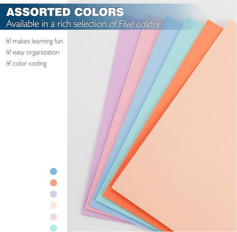 6Pack Folders with Pockets,2-Pocket Colored File Folders,Pastel Colors,8.5x11 Heavy Duty Pocket Folder for Back to School Office Filing Supplies in Saudi Arabia