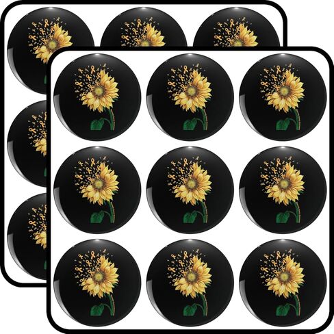 Appendix Cancer Awareness Sunflower Orange Ribbon Fighter 2" 18 Pack Scrapbooking Stickers Waterproof Vinyl Decals in Saudi Arabia