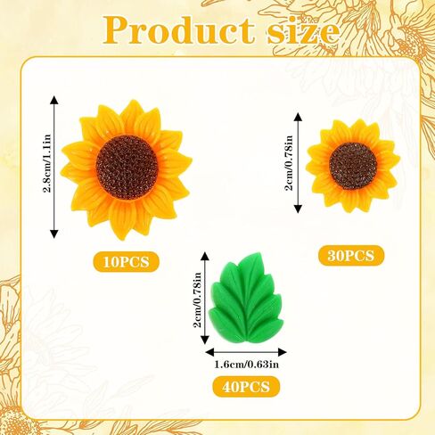 80 PCS Slime Charms Sunflower Charms Assorted Ornament Resin Leaves Sunflower Pin Leaf Resin Charm Flower Buttons Resins Leaves Cute Bulk Mixed Embellishments for Scrapbooking Crafting DIY Decoration in Saudi Arabia