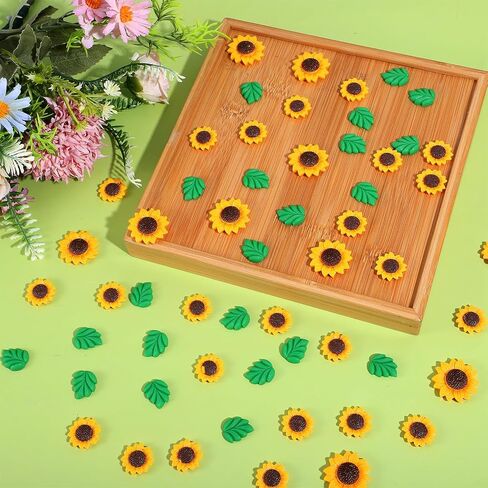 80 PCS Slime Charms Sunflower Charms Assorted Ornament Resin Leaves Sunflower Pin Leaf Resin Charm Flower Buttons Resins Leaves Cute Bulk Mixed Embellishments for Scrapbooking Crafting DIY Decoration in Saudi Arabia