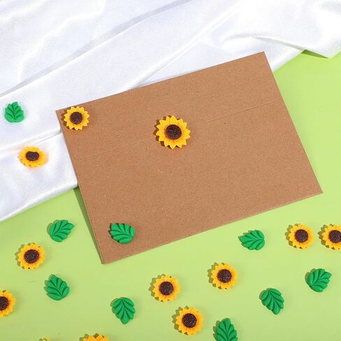 80 PCS Slime Charms Sunflower Charms Assorted Ornament Resin Leaves Sunflower Pin Leaf Resin Charm Flower Buttons Resins Leaves Cute Bulk Mixed Embellishments for Scrapbooking Crafting DIY Decoration in Saudi Arabia