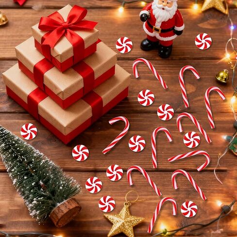 زينة عيد الميلاد على شكل قصب الحلوى، 50 قطعة من زخارف قصب حلوى النعناع المزيفة لشجرة عيد الميلاد، عصي بلاستيكية معلقة باللونين الأحمر والأبيض، حشو مزهرية لعيد الميلاد المنزلي، لوازم ديكور الحفلات in Kuwait