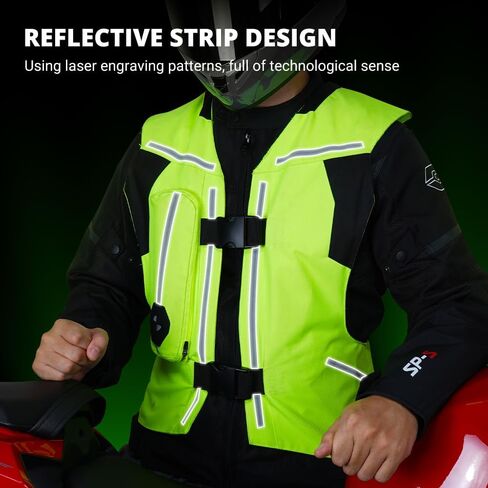 Upgraded Motorcycle Airbag Vest,Breathable Waterproof with Reflective Strips,Protective Gear for ATV,UTV Motocross Ricing in Saudi Arabia
