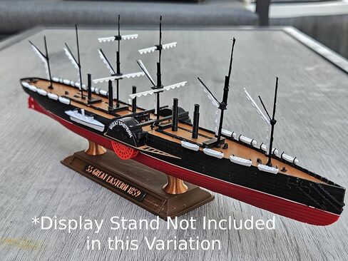 نموذج سفينة TheRoller3d SS Great Eastern Ship مقاس 12 بوصة، نسخة طبق الأصل دقيقة تاريخيًا، عرض سفينة بخارية مع عجلات مجداف عاملة، هدية بحرية لهواة التاريخ والمتحمسين (النموذج قيد التشغيل) in Kuwait