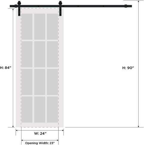 سارتودورس لوسيا 1299 | باب حظيرة داخلي منزلق فردي مع مرآة، من الخشب الصلب، 24 × 96، أبيض، طراز حديث | الأجهزة متضمنة in Kuwait