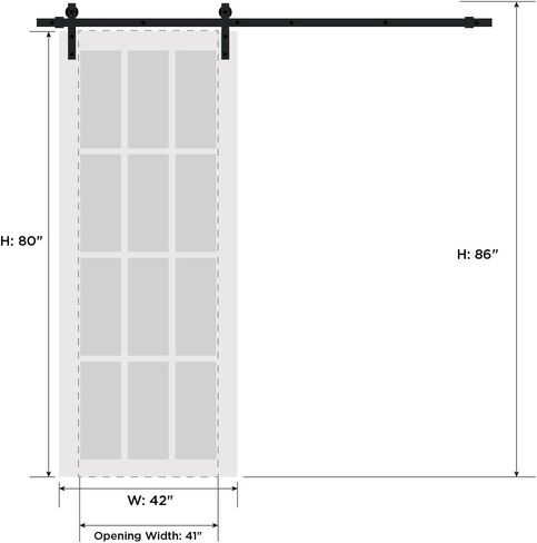 سارتودورس لوسيا 1299 | باب حظيرة داخلي منزلق فردي مع مرآة، من الخشب الصلب، 24 × 96، أبيض، طراز حديث | الأجهزة متضمنة in Kuwait