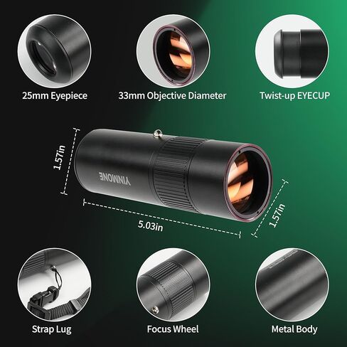 تلسكوب أحادي العين عالي الطاقة 10 × 42 للبالغين، منظار أحادي محمول مدمج مع حزام يد، تلسكوب جيب محمول خفيف الوزن لصيد الطيور ومشاهدة المشي لمسافات طويلة والسفر in Kuwait