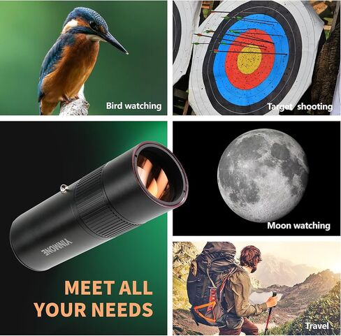 تلسكوب أحادي العين عالي الطاقة 10 × 42 للبالغين، منظار أحادي محمول مدمج مع حزام يد، تلسكوب جيب محمول خفيف الوزن لصيد الطيور ومشاهدة المشي لمسافات طويلة والسفر in Kuwait
