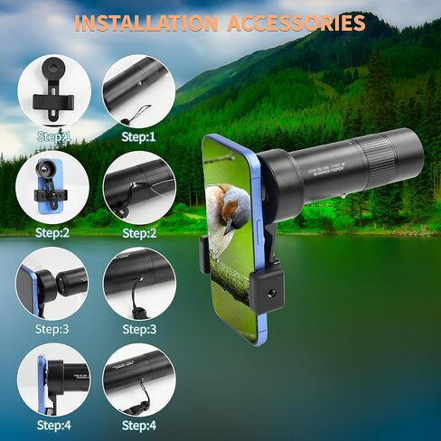 تلسكوب أحادي العين عالي الطاقة 10 × 42 للبالغين، منظار أحادي محمول مدمج مع حزام يد، تلسكوب جيب محمول خفيف الوزن لصيد الطيور ومشاهدة المشي لمسافات طويلة والسفر in Kuwait