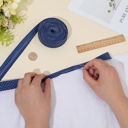 شريط ربط مزدوج الطي من PH PandaHall بطول 24 ياردة، شريط تحيز منقط بعرض 2.54 سم، شريط تحيز أحمر مع شريط منقط أبيض، حزام خياطة للحرف اليدوية، أقواس الشعر، إكسسوارات الملابس DIY in Saudi Arabia