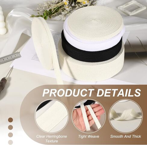 PATIKIL 27 Yards Cotton Twill Tape Ribbon, 1/8 Inch Herringbone Twill Tape Bias Ribbon Binding Tape or Sewing Hemming Binding Quilting Piping DIY Craft, White in Saudi Arabia