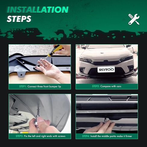 SCITOO Front Lip Spoiler Fits for 2017-2018 for Hyundai Elantra Matte Black Front Bumper Lip in Kuwait