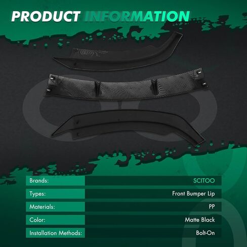 SCITOO Front Lip Spoiler Fits for 2017-2018 for Hyundai Elantra Matte Black Front Bumper Lip in Kuwait