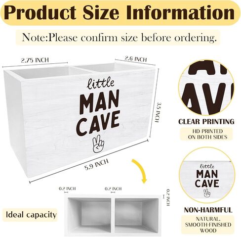 Boy Nursery Decor Pen Holder for Desk, Little Man Cave Pencil Organizer, Modern Black and White Peace Sign Wooden Box Sign Desk Decor for Boys Room Nursery Playroom Decoration in Saudi Arabia