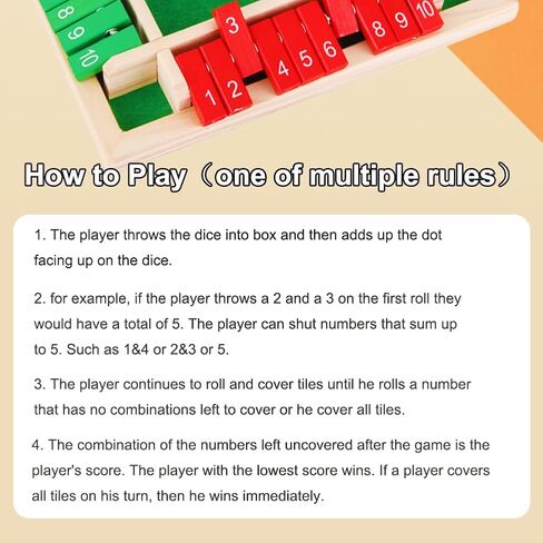 Shut The Box Game 6 Player, Shut The Box-Wooden Dice Board Game, Six-Sided Flip Card Game Toys, Enhances Math & Strategic Thinking Skills for Classroom, Home, or Party Play (6 Player) in Kuwait