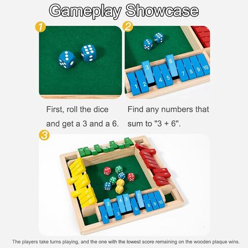 Shut The Box Game 6 Player, Shut The Box-Wooden Dice Board Game, Six-Sided Flip Card Game Toys, Enhances Math & Strategic Thinking Skills for Classroom, Home, or Party Play (6 Player) in Kuwait