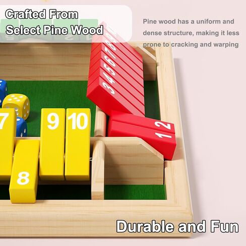 Shut The Box Game 6 Player, Shut The Box-Wooden Dice Board Game, Six-Sided Flip Card Game Toys, Enhances Math & Strategic Thinking Skills for Classroom, Home, or Party Play (6 Player) in Kuwait