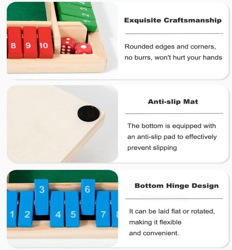 Shut The Box Game 6 Player, Shut The Box-Wooden Dice Board Game, Six-Sided Flip Card Game Toys, Enhances Math & Strategic Thinking Skills for Classroom, Home, or Party Play (6 Player) in Kuwait