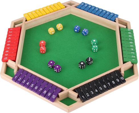 Shut The Box Game 6 Player, Shut The Box-Wooden Dice Board Game, Six-Sided Flip Card Game Toys, Enhances Math & Strategic Thinking Skills for Classroom, Home, or Party Play (6 Player) in Kuwait