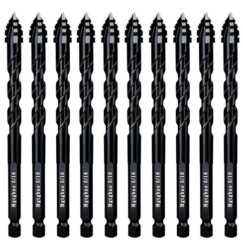 Mgtgbao 10PC Black 1/4" Upgraded 4-Flute Serrated Carbide Masonry Drill Bit Set, 6mm Serrated Concrete Drill Bit for Plastic Glass Brick Cement Tile Marble Wood. in Saudi Arabia