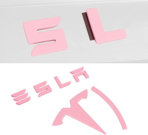 2026 Emblem Covers for Tesla Model 3 Highland Accessories 2025 2024 Front and Rear Logo Caps, No Removal Badge, ABS Stickers 2 PCS Pink (Glossy Pink, Model 3 Highland 2024+) in Saudi Arabia