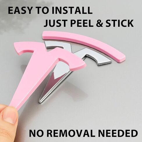 2026 Emblem Covers for Tesla Model 3 Highland Accessories 2025 2024 Front and Rear Logo Caps, No Removal Badge, ABS Stickers 2 PCS Pink (Glossy Pink, Model 3 Highland 2024+) in Saudi Arabia
