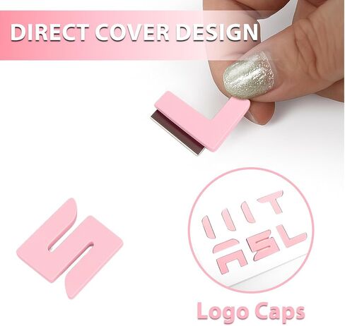 2026 Emblem Covers for Tesla Model 3 Highland Accessories 2025 2024 Front and Rear Logo Caps, No Removal Badge, ABS Stickers 2 PCS Pink (Glossy Pink, Model 3 Highland 2024+) in Saudi Arabia