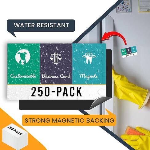 حزمة مغناطيس لبطاقات العمل قابلة للتخصيص من Magnet Me Up - عدد 250 - 3.5 بوصة × 2 بوصة - سمك شديد التحمل 30 مل من أجل تثبيت قوي - مغناطيسات مخصصة للشركات والإعلانات والعلامات التجارية والهدايا - تحميل الصور والنص in Kuwait
