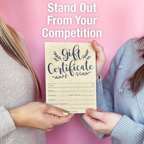 Hadley Designs 25 Blank Gift Certificates for Business – 5x7 Christmas Gift Certificates Cards for Small Business, Holidays, Spa, Massage, Nail & Hair Salon, Restaurant, Coupon Vouchers Made in USA in Saudi Arabia