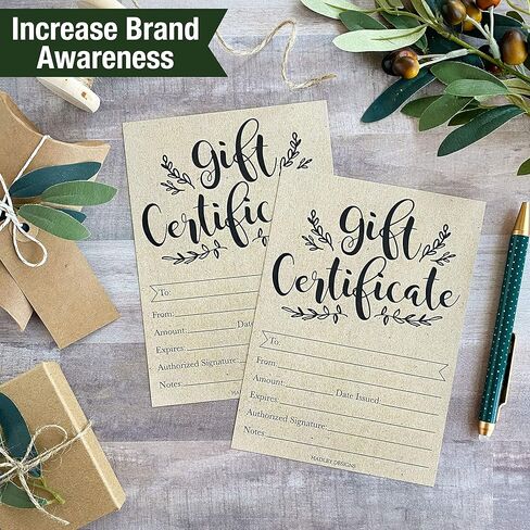 Hadley Designs 25 Blank Gift Certificates for Business – 5x7 Christmas Gift Certificates Cards for Small Business, Holidays, Spa, Massage, Nail & Hair Salon, Restaurant, Coupon Vouchers Made in USA in Saudi Arabia