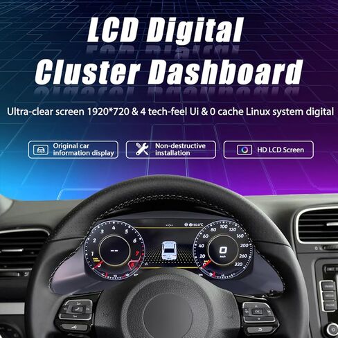 12.3 inch Digital Dash Instrument Cluster for Amarok 2010-2016,Polo 6R 2008-2016，Vento Digital Cluster Instrument Speedometer Replacement, Digital Gauge Cluster, Cluster Replacement A in Saudi Arabia